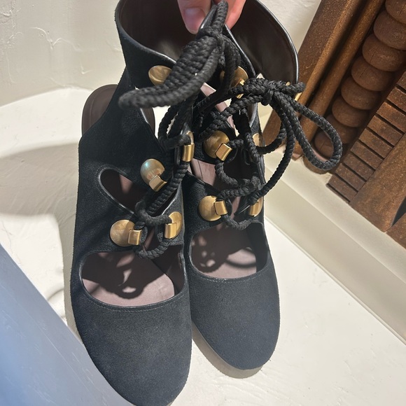 See by Chloe suede lace up square heel pumps - Picture 6 of 7